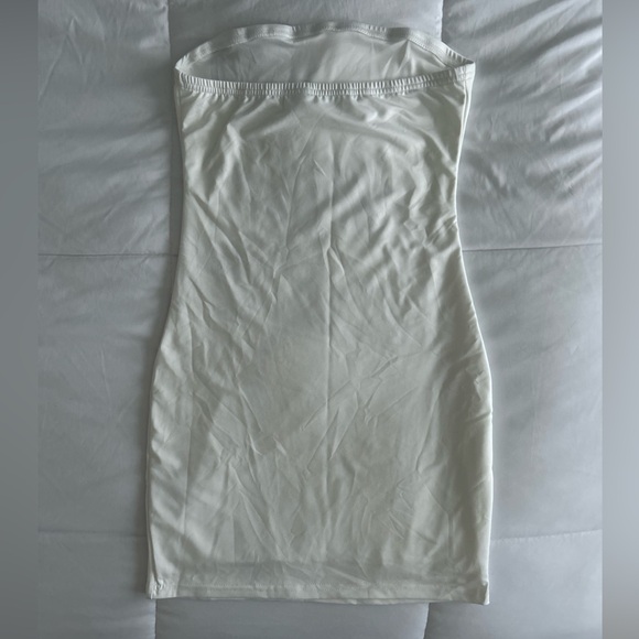 NEW Women's 2025 Floral Mini White Bodycon Dress Sexy Strapless Tube Size XS - Picture 5 of 8